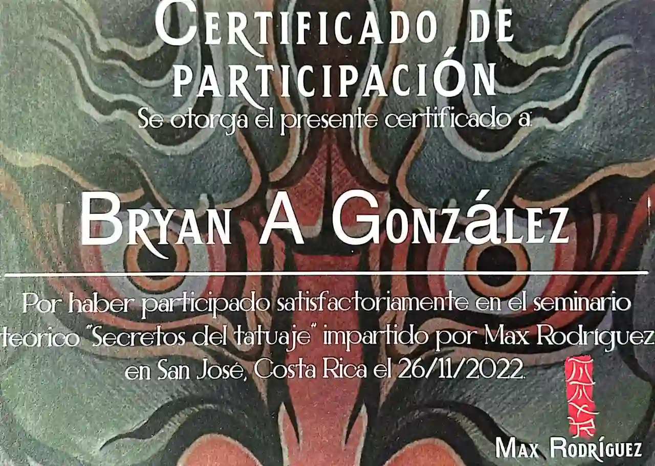 Certificado otorgado por Max Rodriguez.